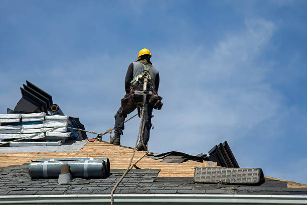 Professional Gutter Installation technician working in West Falmouth, MA